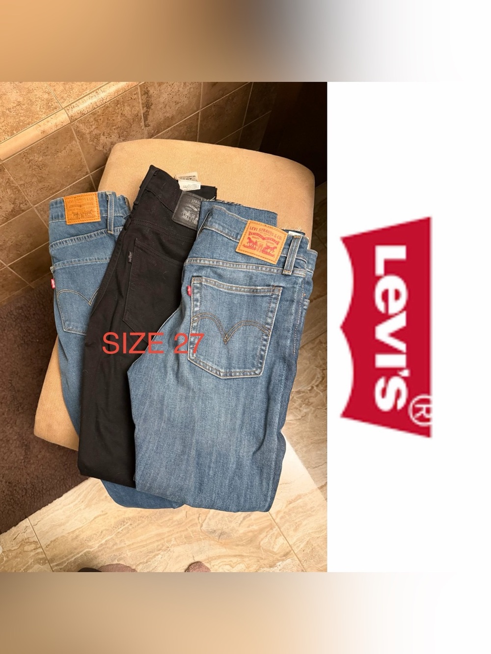 Levi's Slim Straight Jeans Trio - Light Blue and Black